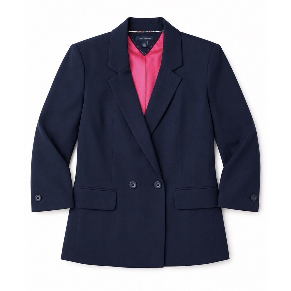 Tommy Hilfiger Navy Blazer Size 14 Career Office Preppy Quiet Luxury Classic